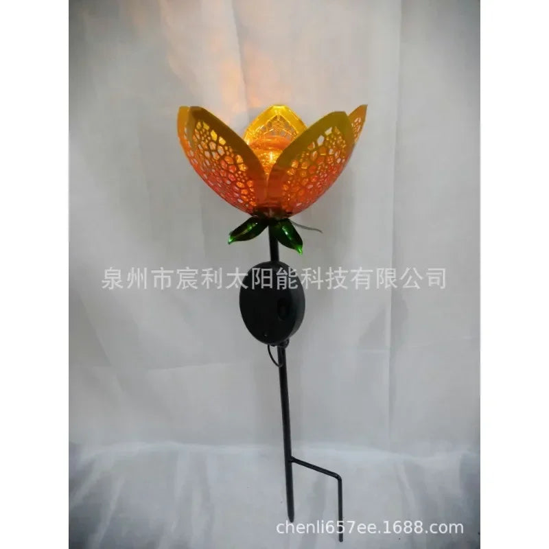 Solar lantern hollow iron garden plug-in flower projection lamp lawn lamp