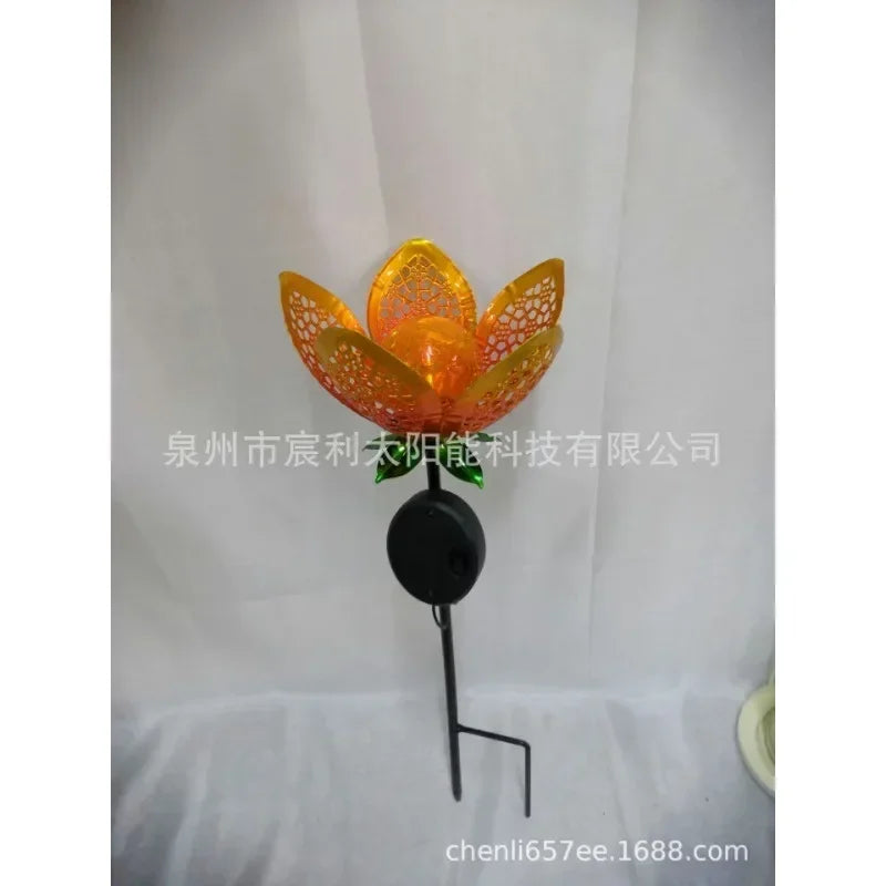 Solar lantern hollow iron garden plug-in flower projection lamp lawn lamp